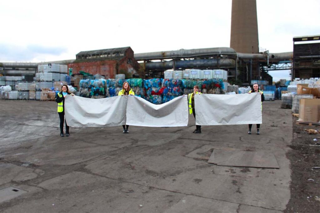 The team on-site at MYGroup Hull with some of the Siemens turbine cover material